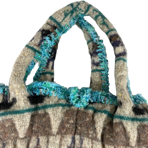 Handmade Wool Unique Shoulder Tote Bag Button Loop Amish Horse Buggy Carriage - Picture 8 of 13